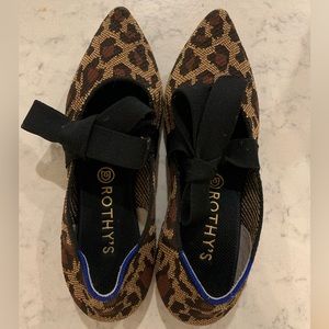 Rothy's Wildcat Mary Jane Womens Shoes Size 10 Brown Bow Pointed Toe Flats